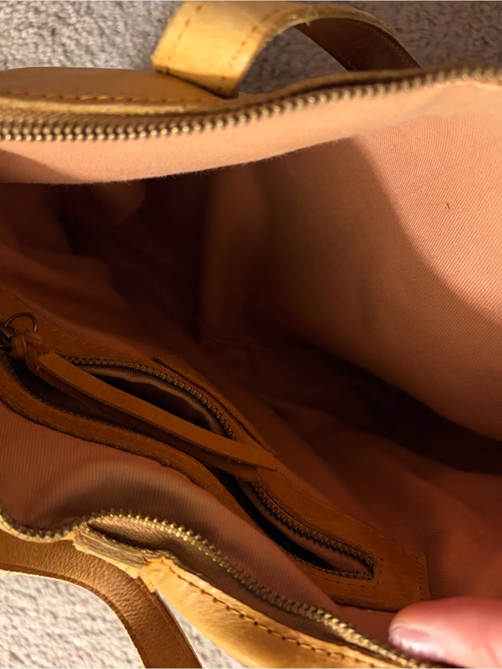 Able Abera Tan Leather Backpack Tote - Picture 4 of 5
